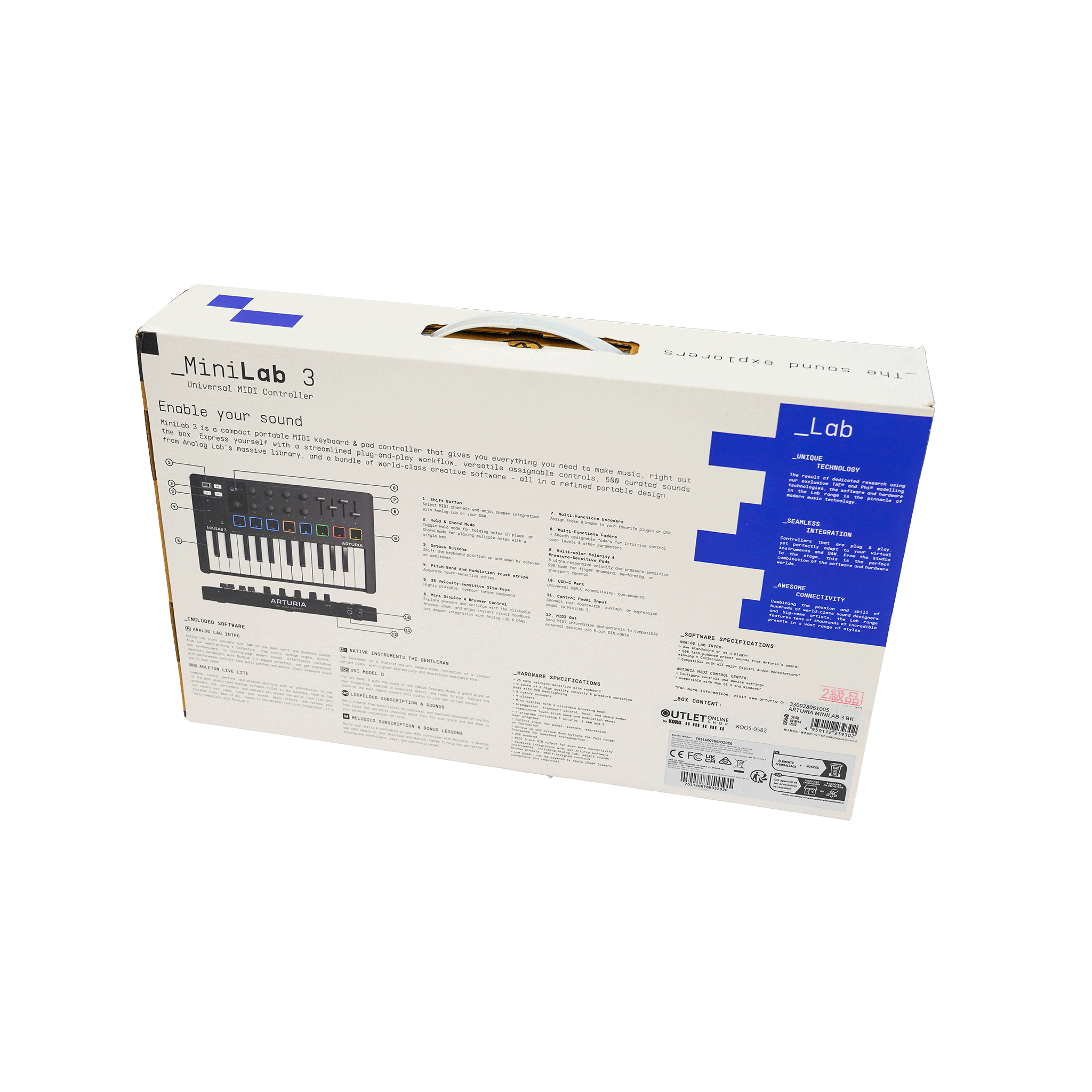 ARTURIA コンパクトなオールインワンMIDIコントローラー　【MINILAB 3 BLACK】