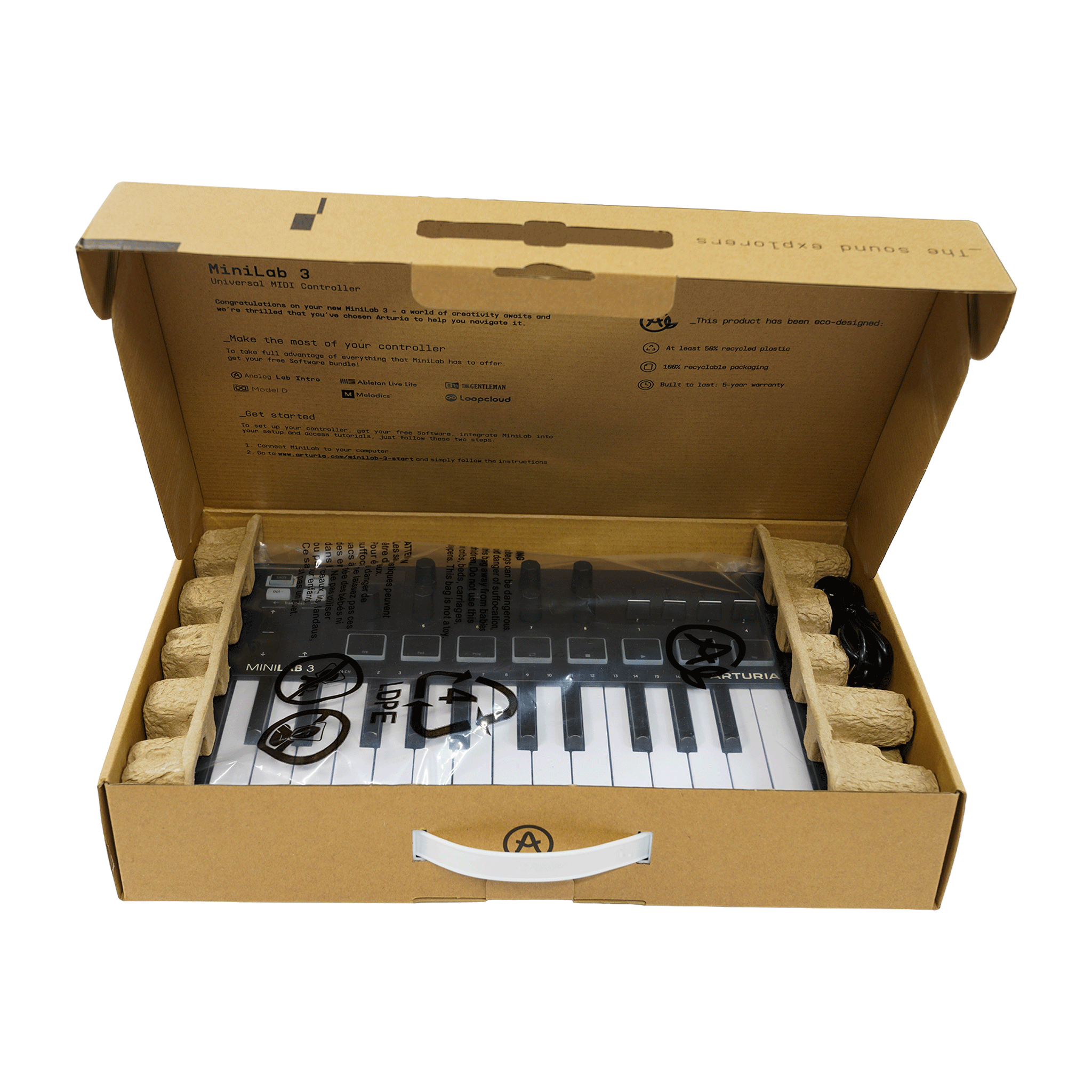 ARTURIA コンパクトなオールインワンMIDIコントローラー　【MINILAB 3 BLACK】