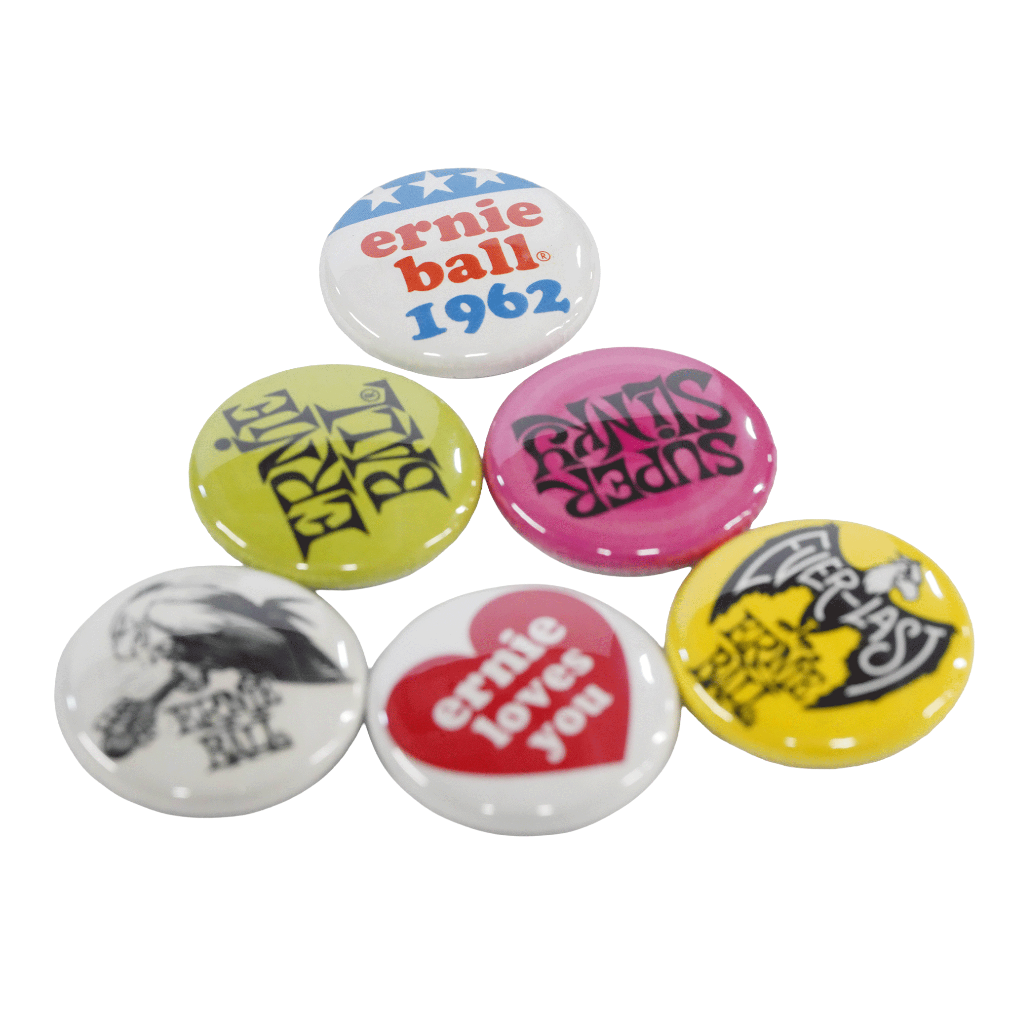 ERNIEBALL   おしゃれなピンバッジ！【ASSORT BUTTON 6 PACK】