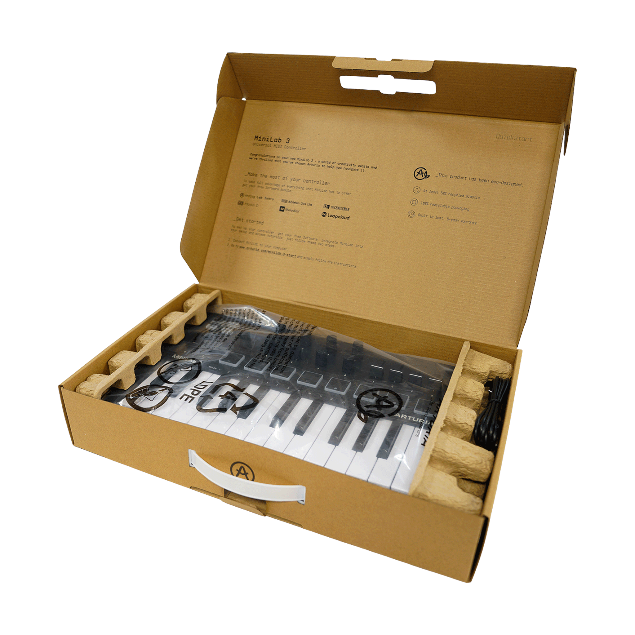 ARTURIA コンパクトなオールインワンMIDIコントローラー　【MINILAB 3 BLACK】