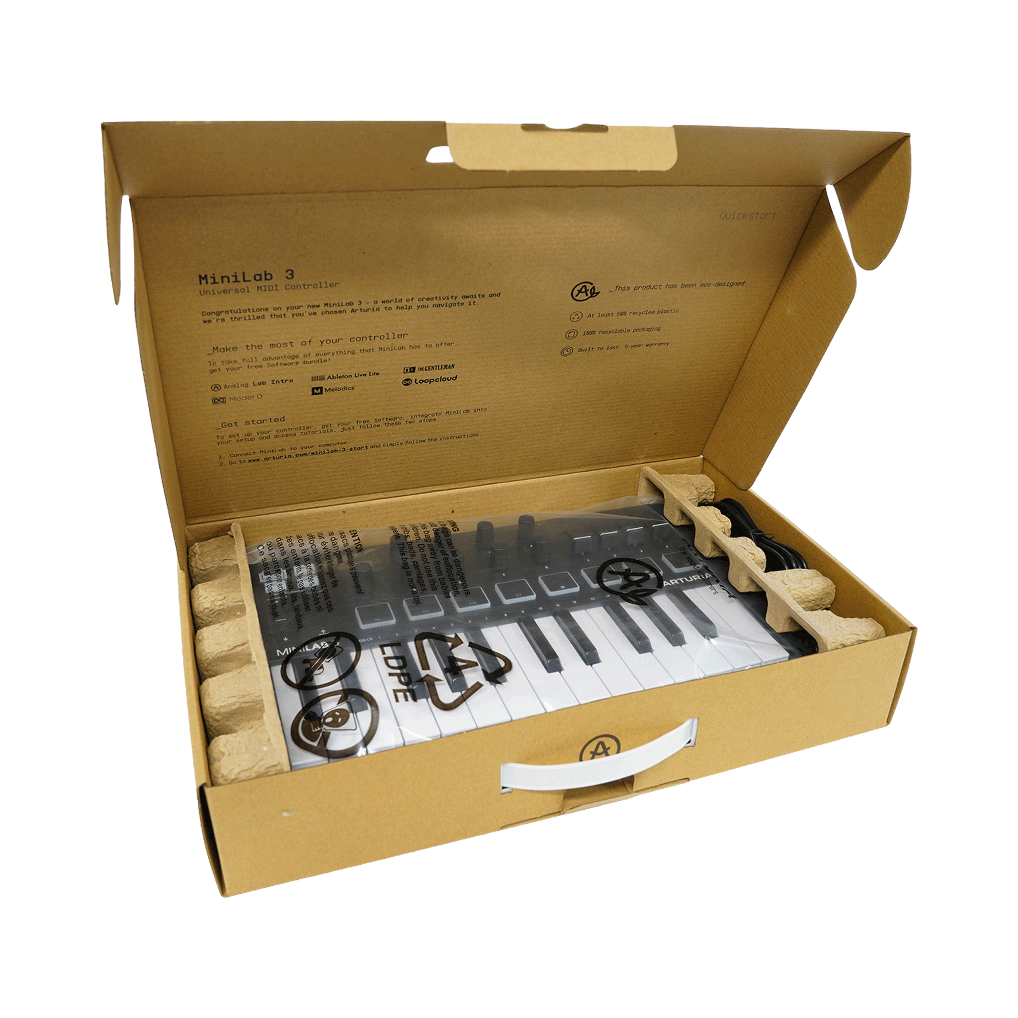 ARTURIA ソフトも充実！DTMに最適！オールインワンMIDIコントローラー【MINILAB 3 BLACK】