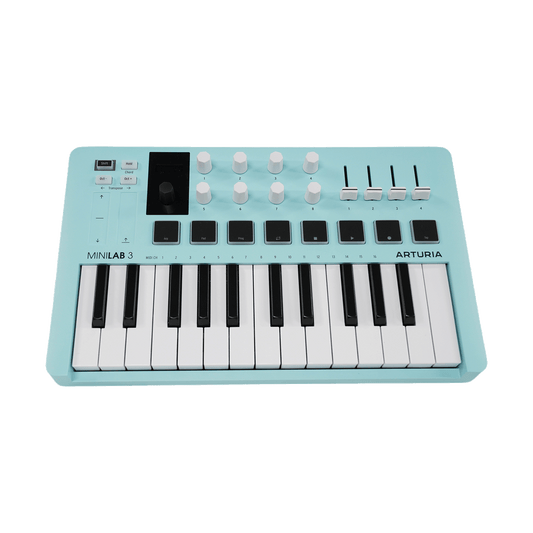 ARTURIA ソフトも充実！DTMに最適！オールインワンMIDIコントローラー【MINILAB 3 AQUAMARINE】