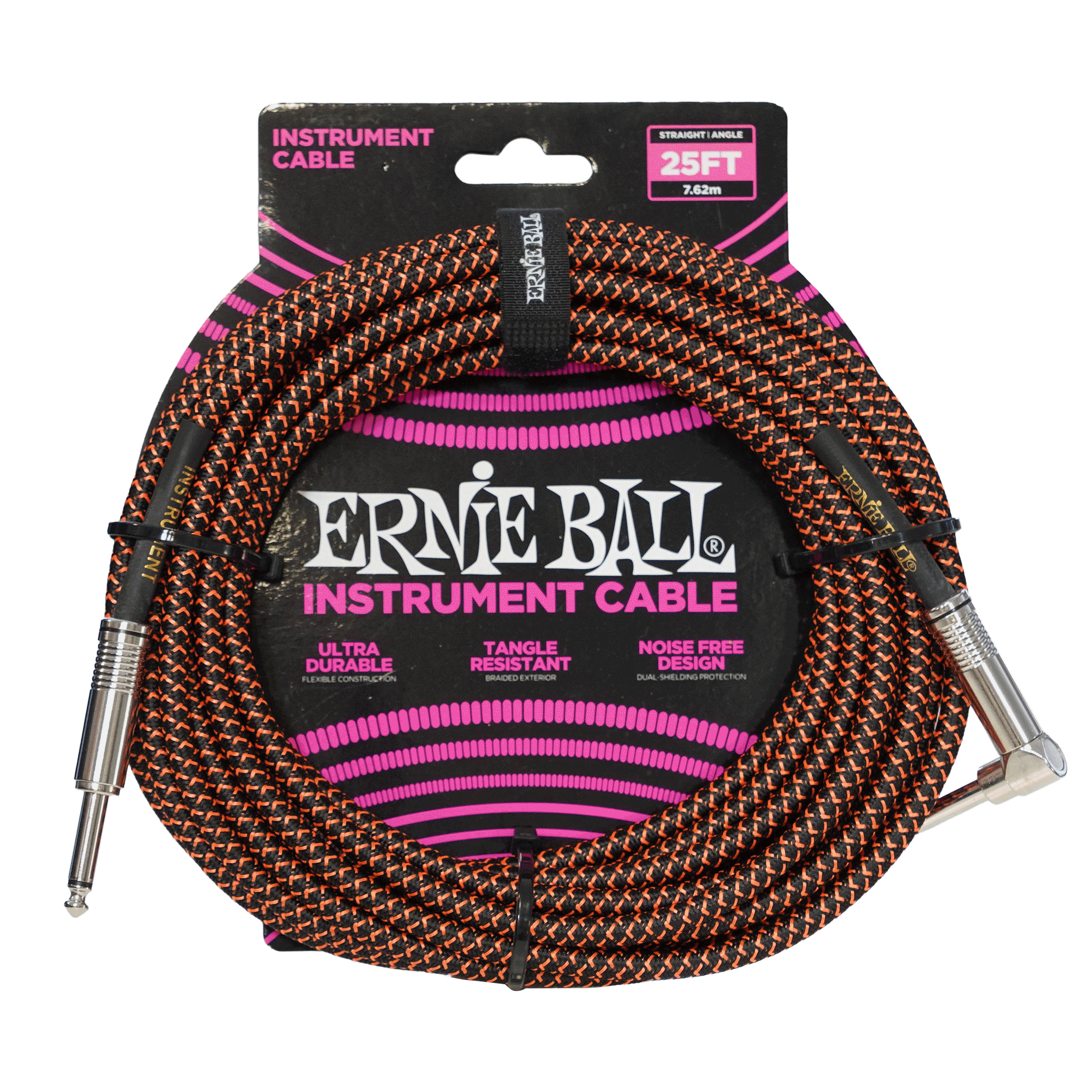 ErnieBall 信頼感抜群のギターケーブル【EB 6064 GT CABLE 25' SL BKOR】
