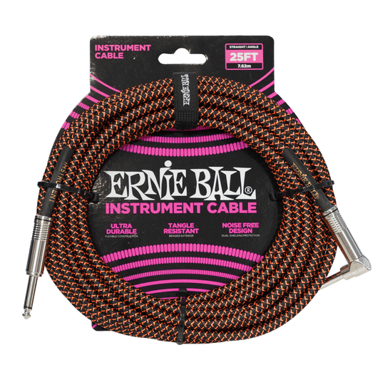 ErnieBall 信頼感抜群のギターケーブル【EB 6064 GT CABLE 25' SL BKOR】