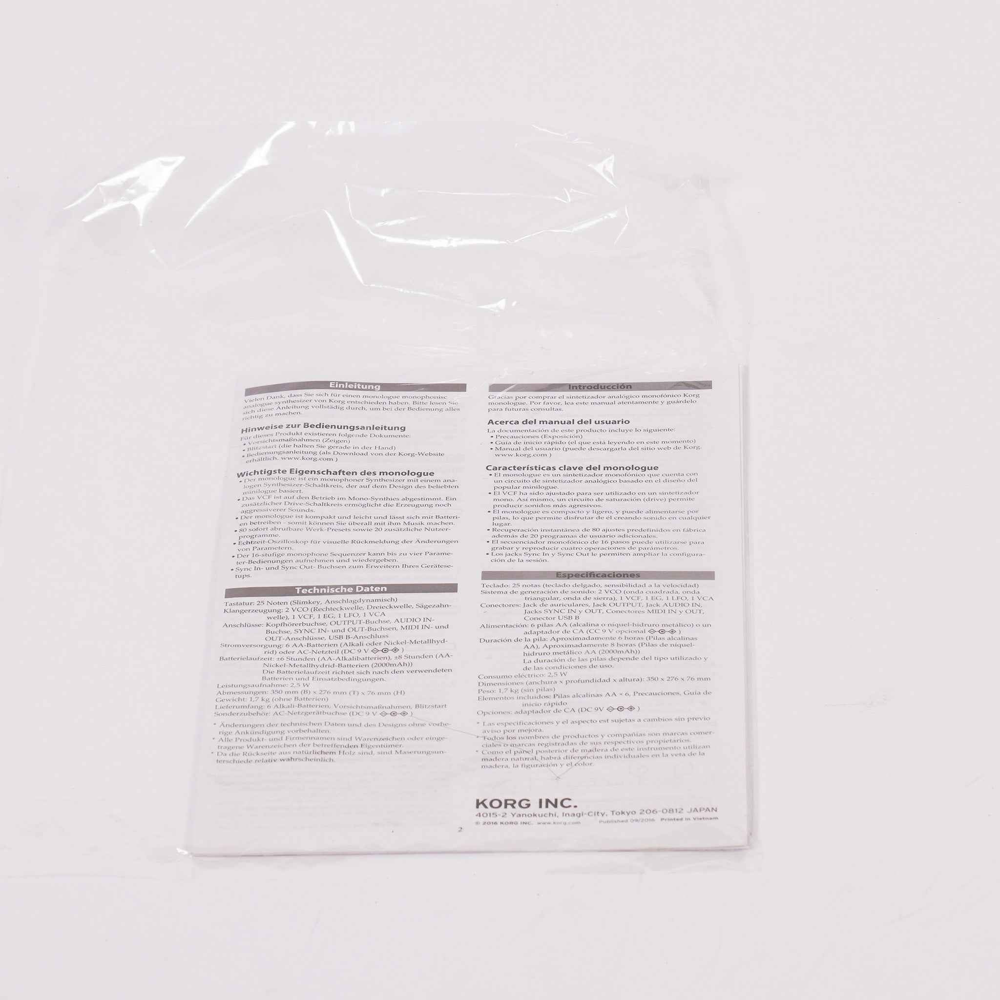 KORG モノフォニック・アナログ・シンセサイザー【monologue BK】